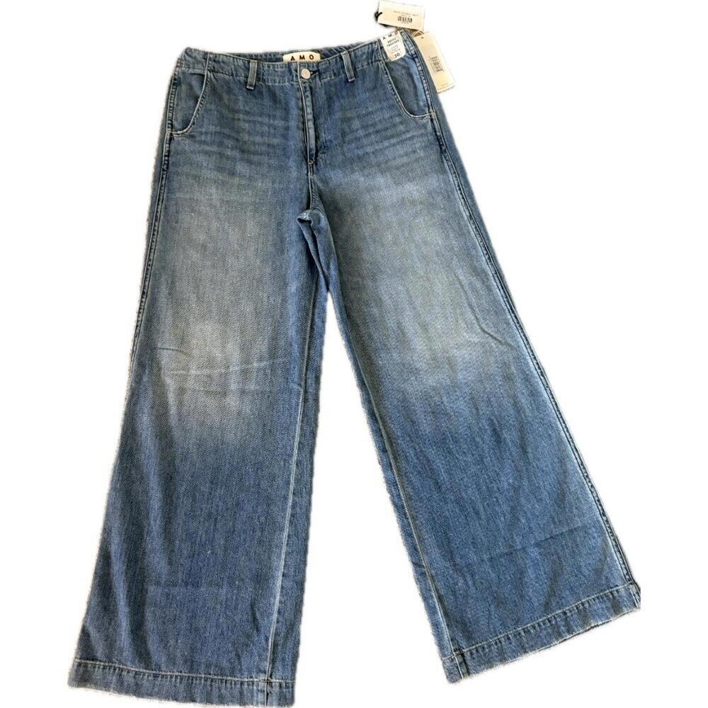 NWT AMO Edith Wide Leg Trouser Jeans Low Rise Easy Fit‎ Denim Size 30